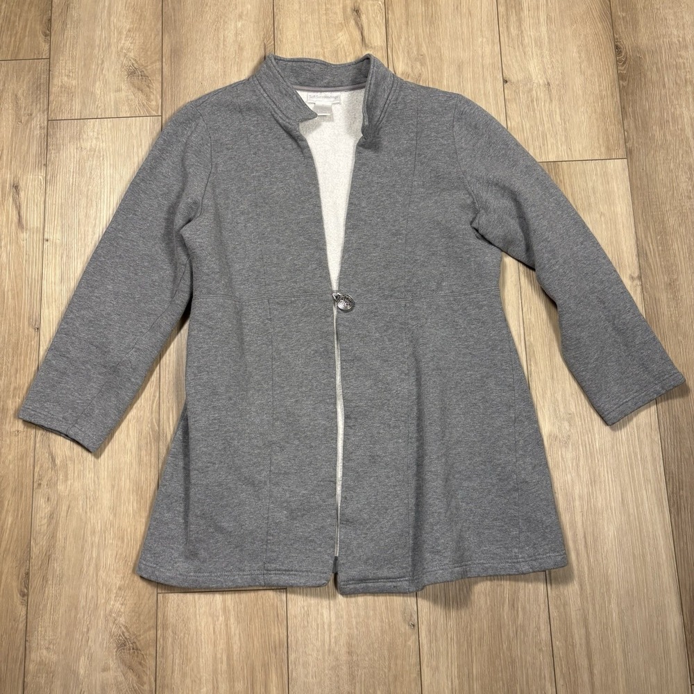Soft Surroundings One-button Topper Size XL‎ Gray Long Sleeve Cozy Cotton